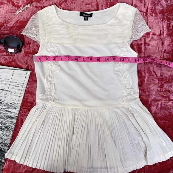 Bebe white short sleeve lace top (xs) - Picture 2 of 4